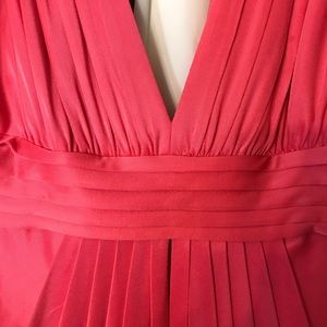 BCBGmaxAzria coral cocktail Grecian dropped dress